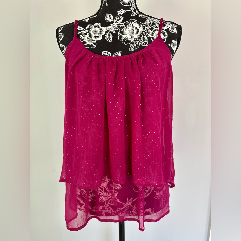 Fun, bright raspberry colored gold dot camisole